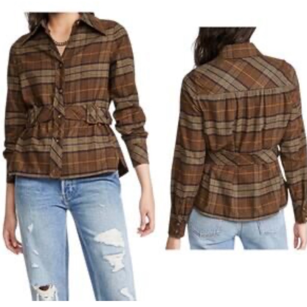 Marc Jacobs Brown Plaid Button Down Shirt, size 10, new